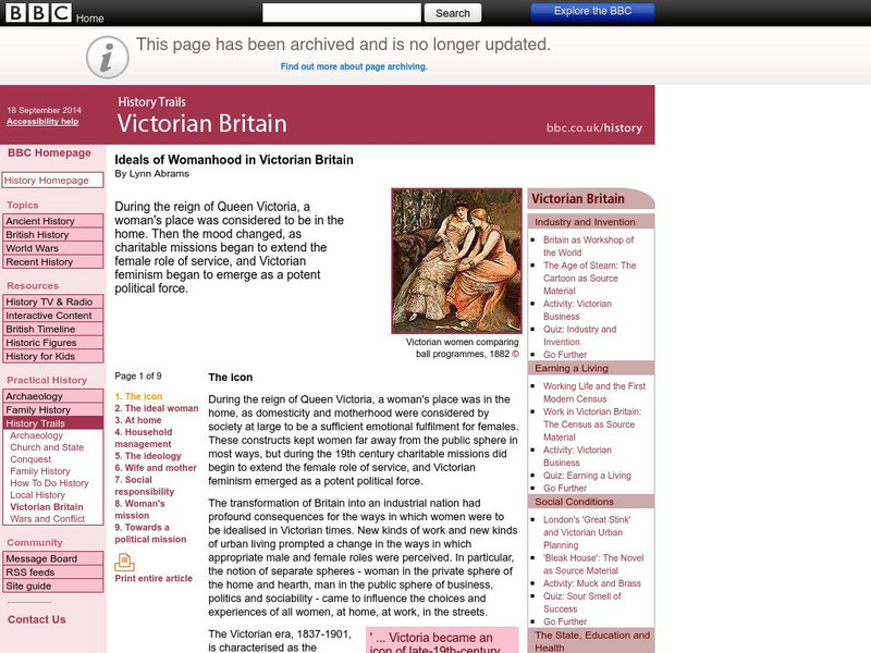 Bbc History: History Trails: Victorian Britain: Ideals of Womanhood Website Bbc History: History Trails: Victorian Britain: Ideals of Womanhood Website