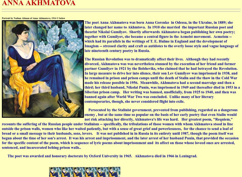 University of Vermont: Anna Akhmatova Website