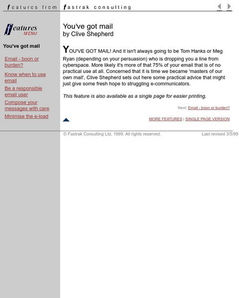 Fastrak Consulting: You've Got Mail Article Fastrak Consulting: You've Got Mail Article