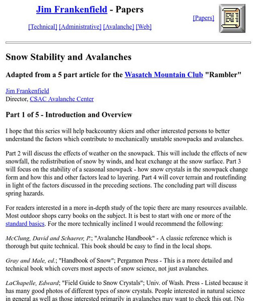 Cyber Space Avalanche Center: Snow and Stability Website Cyber Space Avalanche Center: Snow and Stability Website
