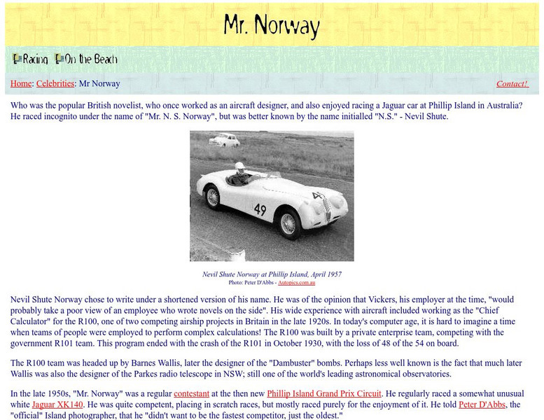 "Mr. Norway" Nevil Shute Website