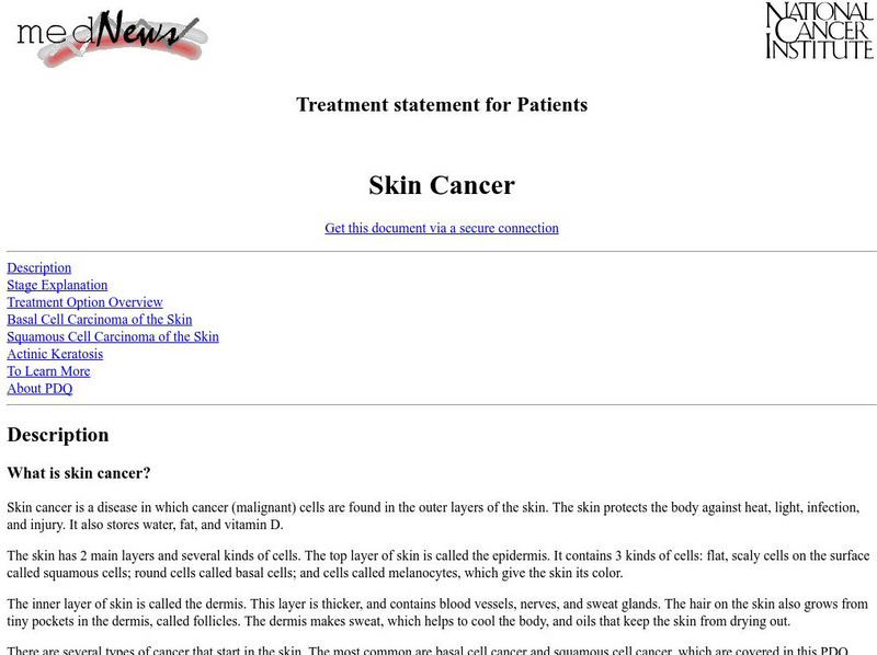 Med News: Skin Cancer Handout Med News: Skin Cancer Handout