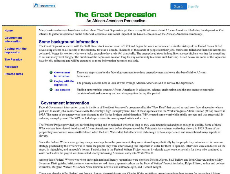 M Tungsten: Looking at the Great Depression Through Black Eyes Article M Tungsten: Looking at the Great Depression Through Black Eyes Article