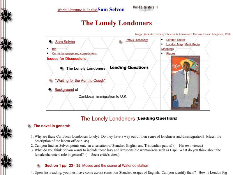 Fu Jen University: The Lonely Londoners Unit Plan Fu Jen University: The Lonely Londoners Unit Plan