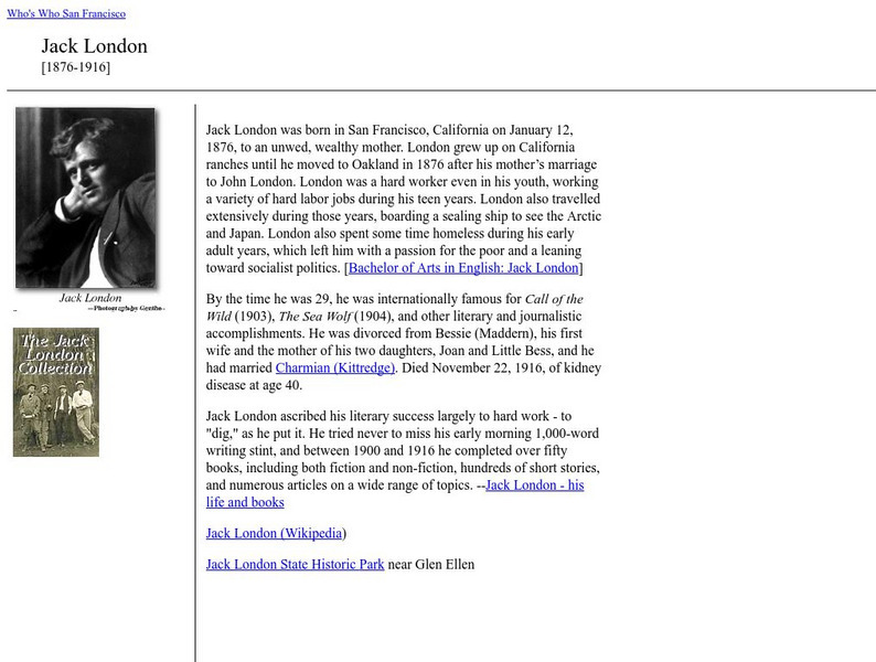 Who's Who in San Francisco: Jack London Website Who's Who in San Francisco: Jack London Website