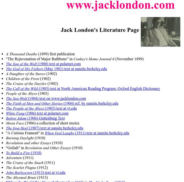 Jack London's Literature Page Activity