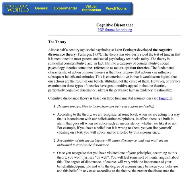 Psychology World: Cognitive Dissonance Article Psychology World: Cognitive Dissonance Article