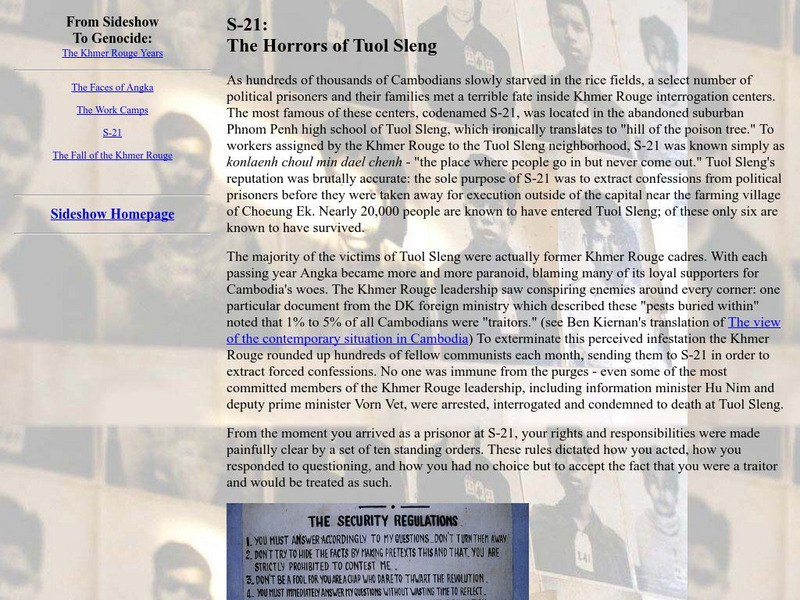 Ed Web: S 21 the Horrors of Tuol Sleng Handout