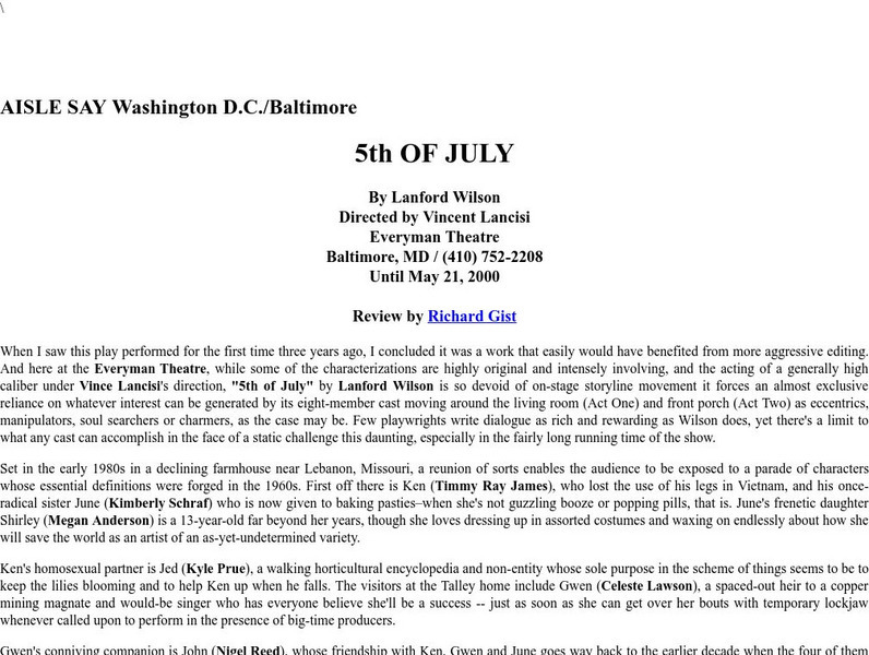 Aisle Say Reviews: "5Th of July" Website Aisle Say Reviews: "5Th of July" Website