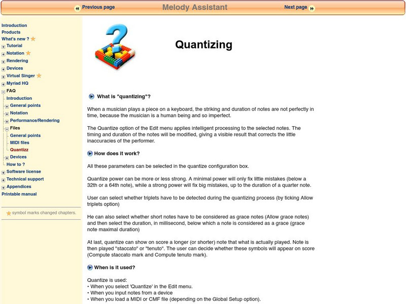 Myriad Software: Quantizing Article Myriad Software: Quantizing Article