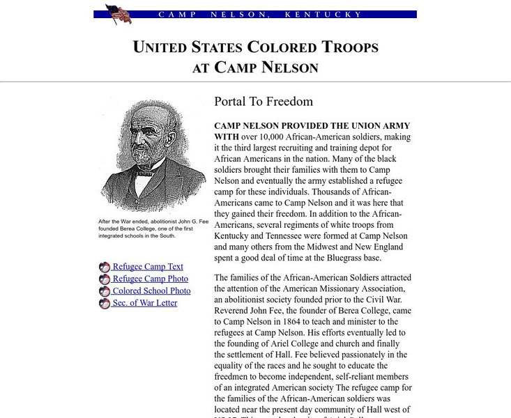 Camp Nelson: United States Colored Troops at Camp Nelson Website Camp Nelson: United States Colored Troops at Camp Nelson Website