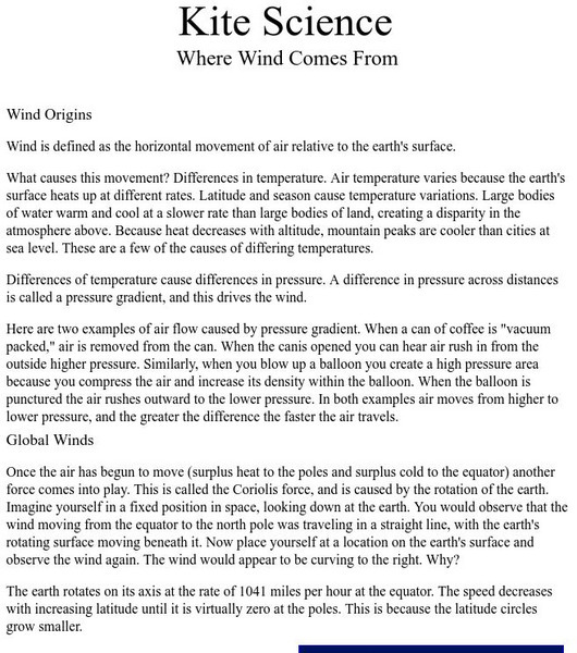 Kites as Education: Wind Origins Handout Kites as Education: Wind Origins Handout
