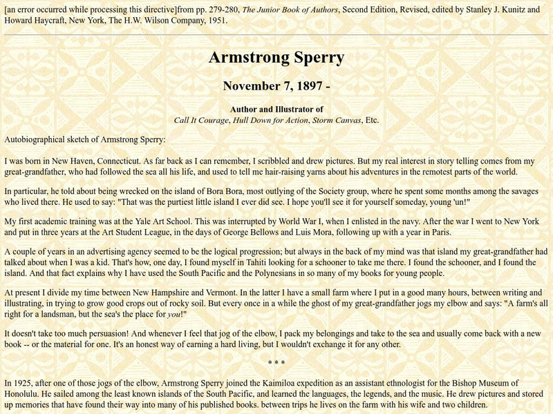 Ogram.org: Armstrong Sperry Website Ogram.org: Armstrong Sperry Website