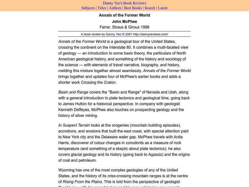 Danny Yee's Book Reviews: John Mc Phee Website Danny Yee's Book Reviews: John Mc Phee Website