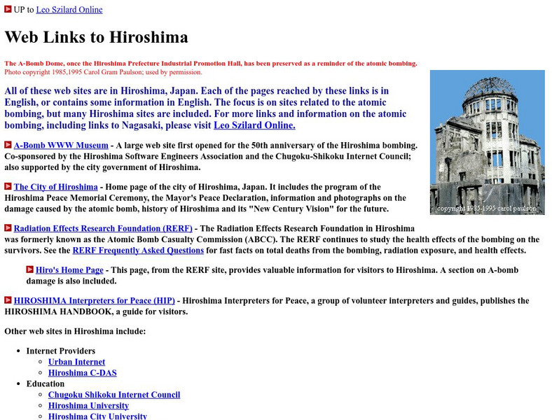 Web Links to Hiroshima Website