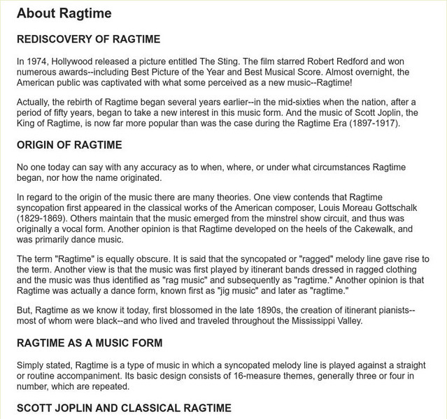 Northern Virginia Ragtime Society: About Ragtime Music Article Northern Virginia Ragtime Society: About Ragtime Music Article