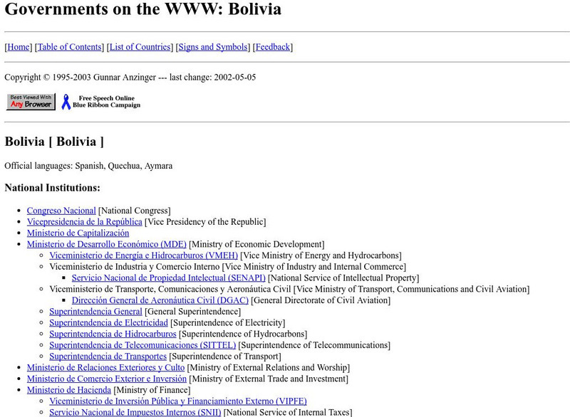 Governments on the Www: Bolivia Activity