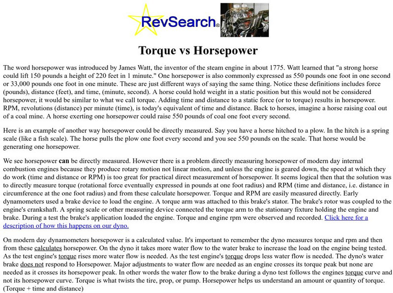 Torque vs. Horsepower Handout Torque vs. Horsepower Handout
