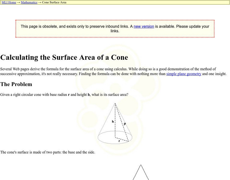 Calculating the Surface Area of a Cone Activity Calculating the Surface Area of a Cone Activity