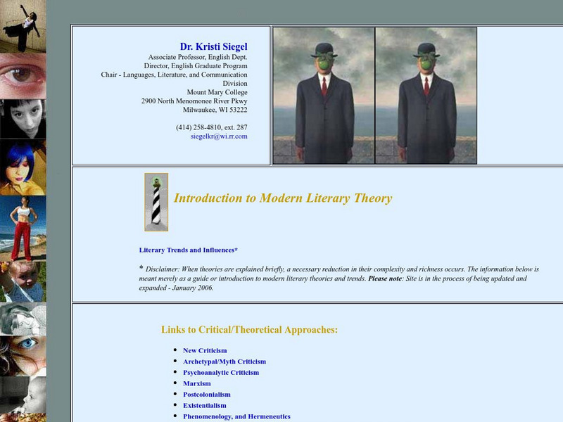 Kristi Siegel, ph.d.: Introduction Modern Literary Theory Handout Kristi Siegel, ph.d.: Introduction Modern Literary Theory Handout