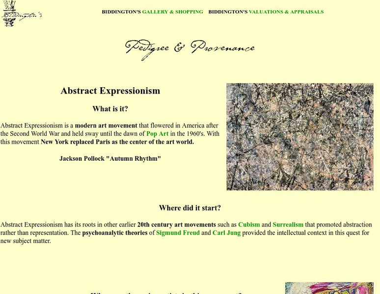 Biddington's: Abstract Expressionism Website Biddington's: Abstract Expressionism Website