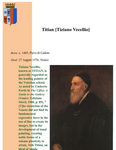 Boglewood Group: Titian [Tiziano Vecellio] Handout