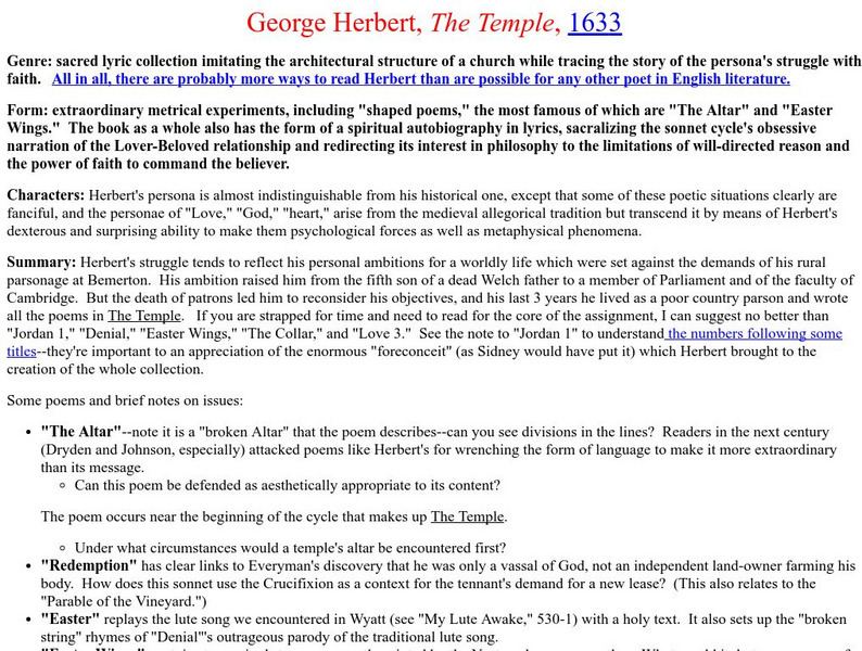 Goucher College: George Herbert, "The Temple" Website Goucher College: George Herbert, "The Temple" Website