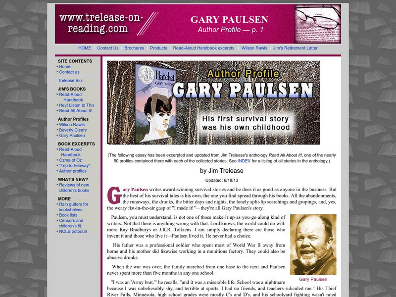 Author Profiler: Gary Paulsen Website Author Profiler: Gary Paulsen Website