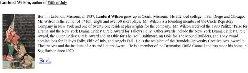 Stage Center Theater: Lanford Wilson Website Stage Center Theater: Lanford Wilson Website