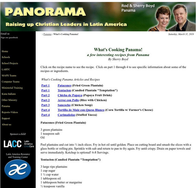 Sherry Boyd: What's Cooking Panama! Activity Sherry Boyd: What's Cooking Panama! Activity