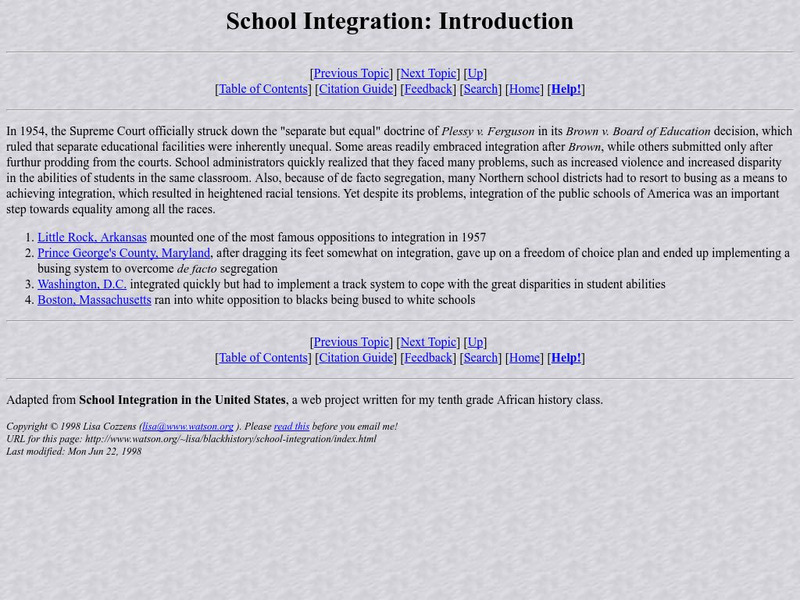 Watson.org: African American History: School Integration Unknown Type Watson.org: African American History: School Integration Unknown Type