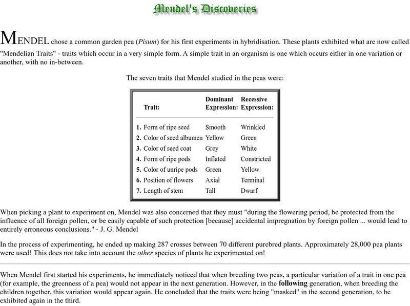 Personal Site / Mendels Discoveries Handout Personal Site / Mendels Discoveries Handout