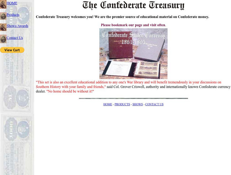 Confederate Treasury: Confederate States Currency 1861 1865 Collection Website Confederate Treasury: Confederate States Currency 1861 1865 Collection Website