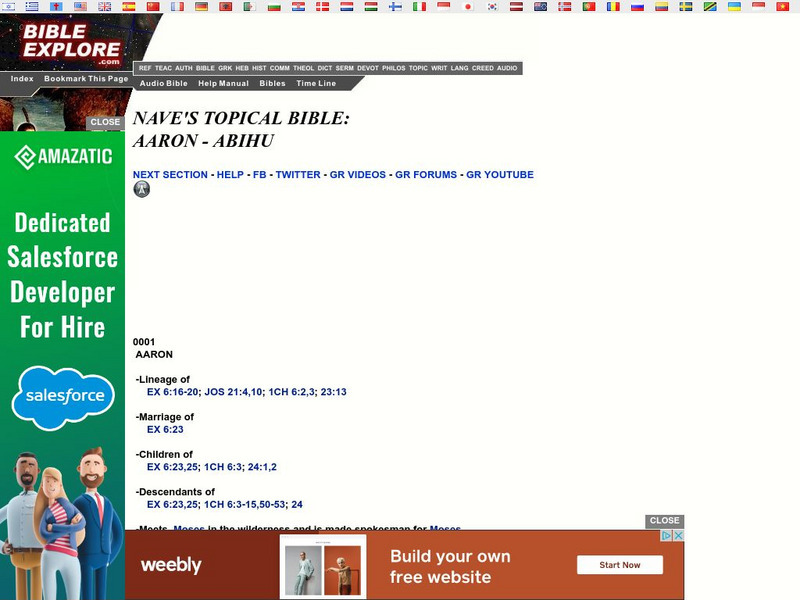 Nave's Topical Bible, Aaron Abihu Website