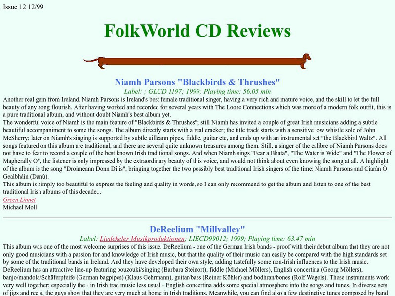 Folk World: The Online Music Magazine Website Folk World: The Online Music Magazine Website