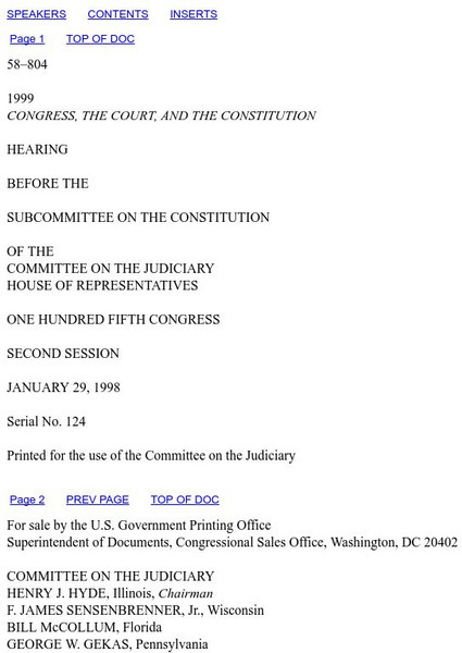 Us Congress: Congress, the Court, and the Constitution Primary Us Congress: Congress, the Court, and the Constitution Primary