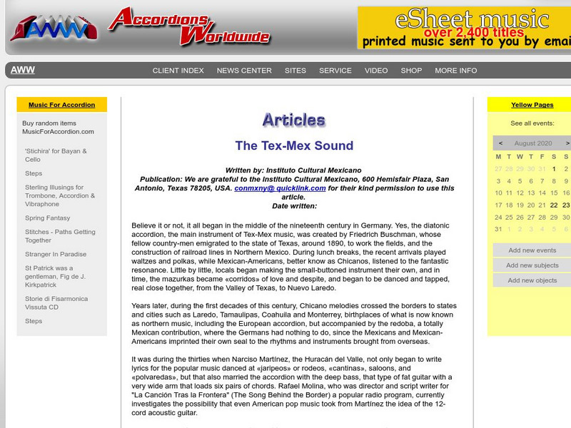 Accordions Worldwide: The Tex Mex Sound Article