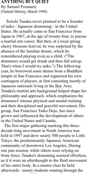 Anything but Quiet: Taiko in America Article Anything but Quiet: Taiko in America Article