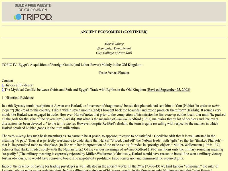 City College of New York: Egypt's Acquisition of Foreign Goods Handout City College of New York: Egypt's Acquisition of Foreign Goods Handout