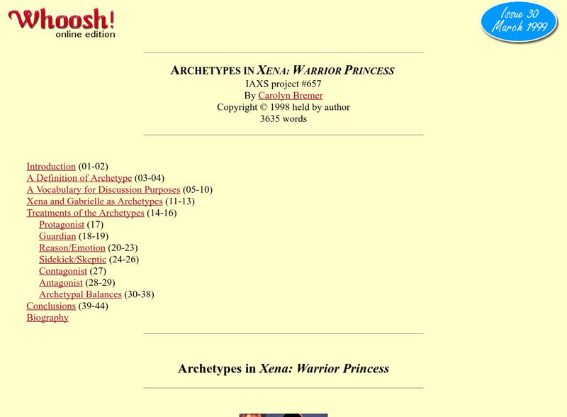 Archetypes in Xena: Warrior Princess Website Archetypes in Xena: Warrior Princess Website