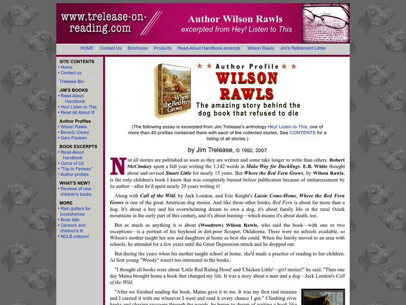 Author Profile: Wilson Rawls Website Author Profile: Wilson Rawls Website