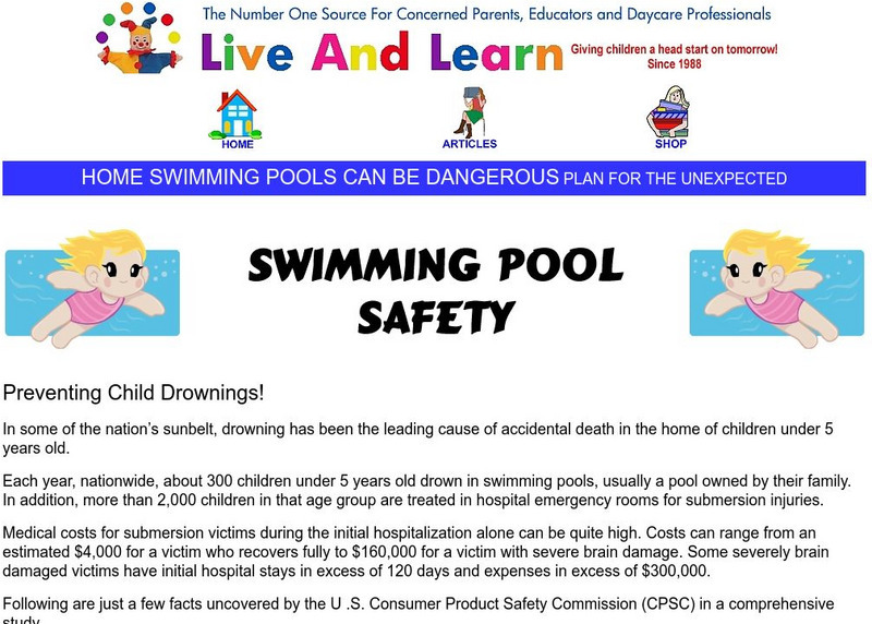 Live and Learn: Swimming Pool Safety Website Live and Learn: Swimming Pool Safety Website