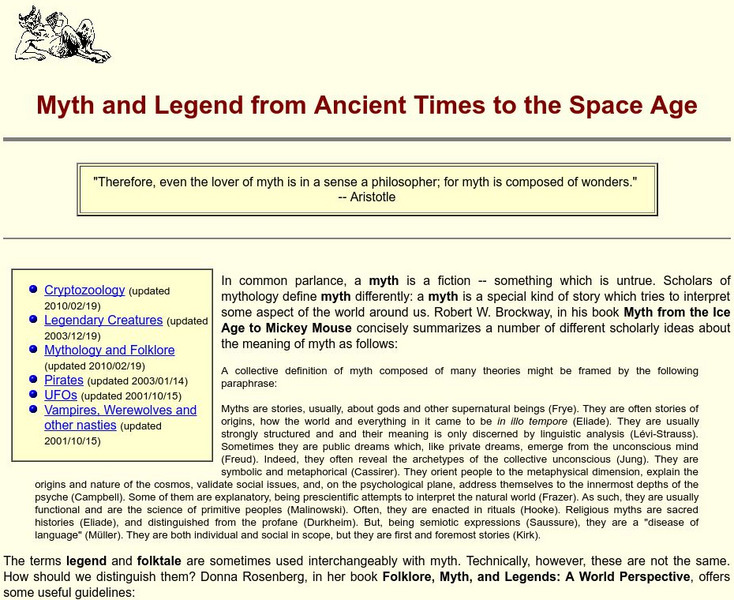 Myth and Legend From Ancient Times to the Space Age Website Myth and Legend From Ancient Times to the Space Age Website