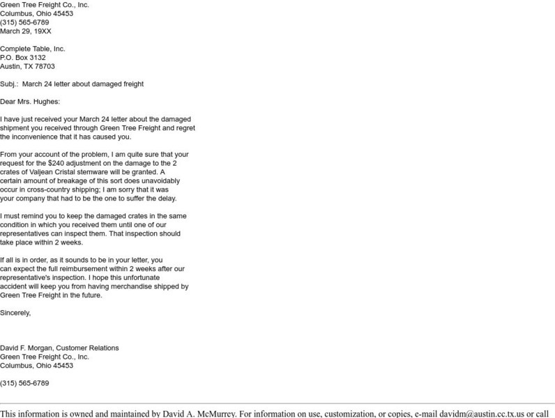 Adjustment Letter: Example Activity