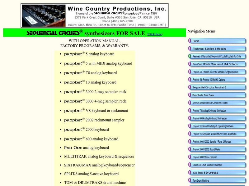 Wine Country Productions: Sequential Circuits Website Wine Country Productions: Sequential Circuits Website