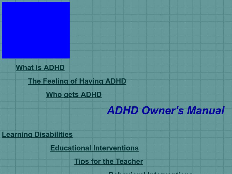 Edutech/adhd Owner's Manual Website