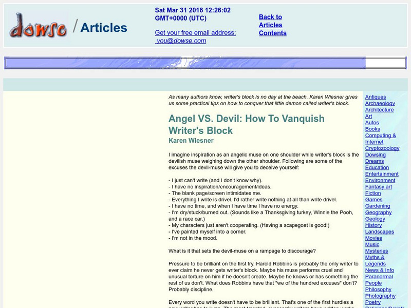 Angel vs. Devil: Vanquish Writer's Block Article Angel vs. Devil: Vanquish Writer's Block Article