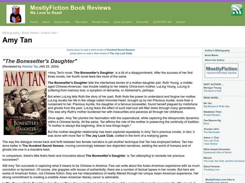 Mostly Fiction: Amy Tan Website Mostly Fiction: Amy Tan Website