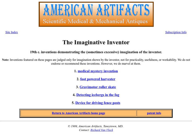 American Artifacts: The Imaginative Inventor Handout American Artifacts: The Imaginative Inventor Handout