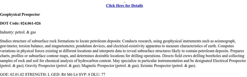 Geophysical Prospector Handout Geophysical Prospector Handout